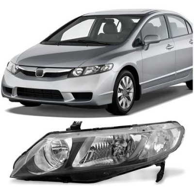 Farol Civic 2006 2007 2008 09 10 11 2012 Com Mascara Negra